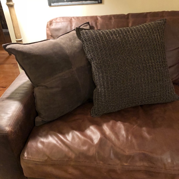 Restoration Hardware Other Two Knit Suede Pillows Poshmark
